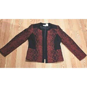 Kasper Blazer Women's Black Red Snake Print Pattern Long Sleeve Open Jacket Sz 8